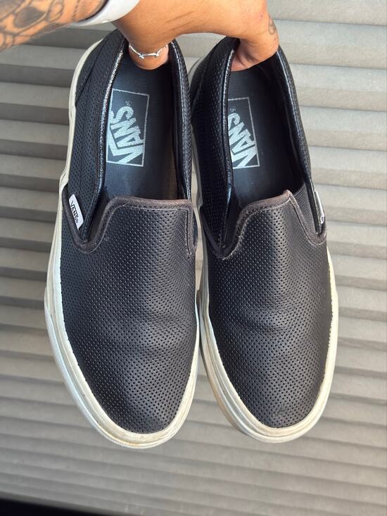 Vans Shoes - Vans Classic Slip-On Perferated Leather Black Sneakers Women’s 8 Men 6.5 Shoes